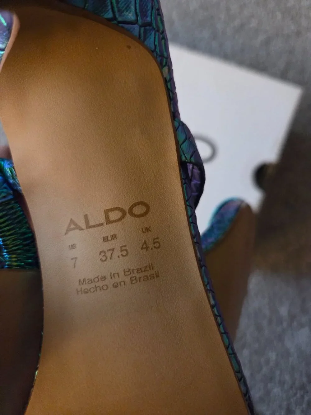 New, Aldo Limosa teal iridescent slide sandals 7 - Picture 6 of 7